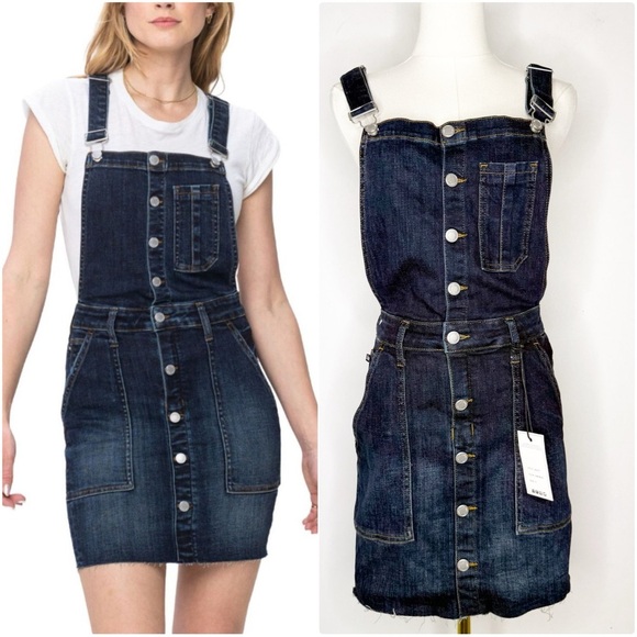 Judy Blue High Waist Overall Denim Skirt Dress Dark Blue Size Small NWT - Picture 1 of 6